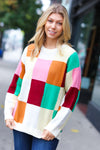 Adorable Ivory & Camel Checker Jacquard Knit Sweater