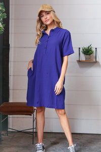 *FINAL SALE* Off Blue Cotton Placard Yoke Midi Dress ~ size M only