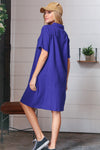 *FINAL SALE* Off Blue Cotton Placard Yoke Midi Dress ~ size M only