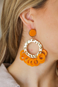 Tangerine Gold Disc Hoop Dangle Earrings