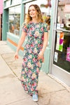 Make Your Day Pink & Green Floral Print Maxi Dress