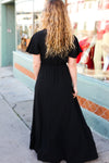 In Your Dreams Black Flutter Sleeve Woven Maxi Dress