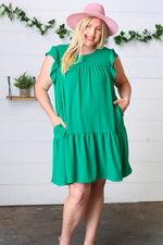 *FINAL SALE* Green Yoke Poplin Woven Dress ~ size L only