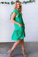 *FINAL SALE* Green Yoke Poplin Woven Dress ~ size L only