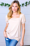 *FINAL SALE* Taupe Wide Rib Puff Sleeve Top ~ size 3X only