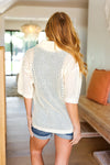 Can't Look Away Oatmeal Crochet Collared Top