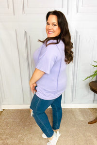 Perfectly Poised Lilac Cut Edge French Terry Top
