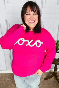 Love In the Air Fuchsia "Xoxo" Embroidered Sweater