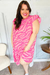 Remember Me Pink Zebra Print Tiered Ruffle Sleeve Woven Dress