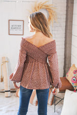 *FINAL SALE* Mauve Floral Smocked V Neck Cross Body Blouse ~ size 2X only