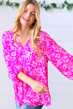 *FINAL SALE* Fuchsia & Baby Pink Flat Floral Top