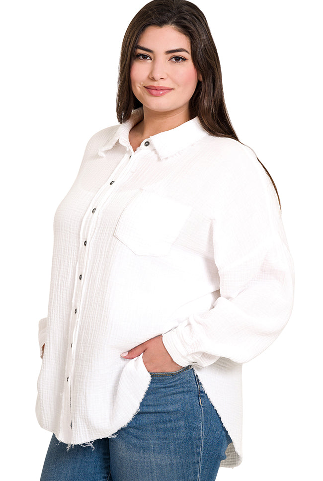 *FINAL SALE* Oversized 'Gianetta' Raw Edge Shirt