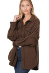 *FINAL SALE* Fleece 'Emily' Elbow Patch Pocketed Shacket