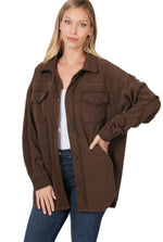 *FINAL SALE* Fleece 'Emily' Elbow Patch Pocketed Shacket