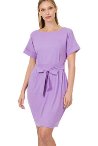 *FINAL SALE* Lavender Tie-Belt Dress