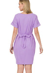 *FINAL SALE* Lavender Tie-Belt Dress