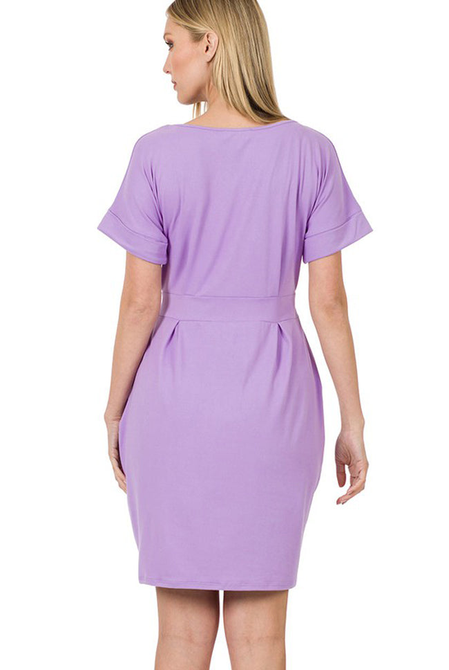 *FINAL SALE* Lavender Tie-Belt Dress