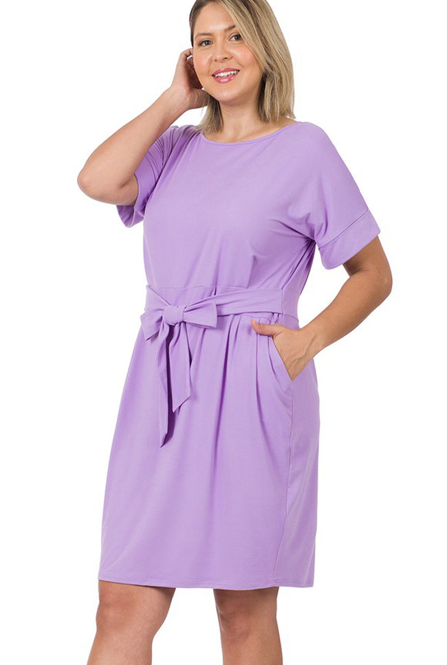 *FINAL SALE* Lavender Tie-Belt Dress